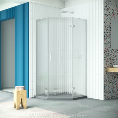 Душевой уголок Vegas Glass AFA-Pen Retta 100 01 Moru R профиль белый стекло Moru