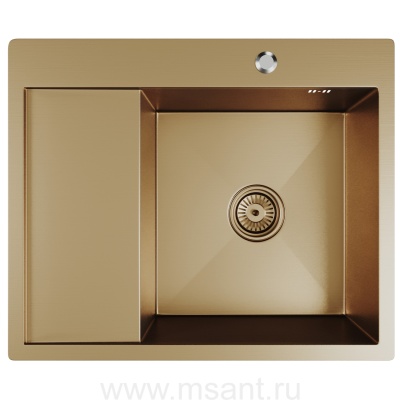 Мойка настол.монтаж 60х50 (3,0) прав. вып 3 1/2 MIXLINE PRO 20см с сифоном (бронза)