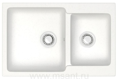 Кухонная мойка AZARIO Grand 765х500х190 двойная, искусственный мрамор, цвет Белый лед (CS00079901)