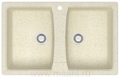 Кухонная мойка AZARIO Elmas 780х500х190 двойная, искусственный мрамор, цвет бежевый (CS00078331)