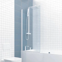 Шторка на ванну Kubele DE020 DE020P601-CLN-WTMT-80х150 150х80, профиль белый матовый