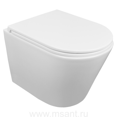 Унитаз подвесной Azario Teramo 515х355х365 безободковый, скрытое крепление, смыв 