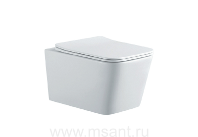 Унитаз подвесной безободковый AQUATEK ЛИБРА NEW AQ0530N-00 525*360*290 мм, горизонтальный выпуск, тонкое сиденье с механизмом плавного закрывания, крепеж 