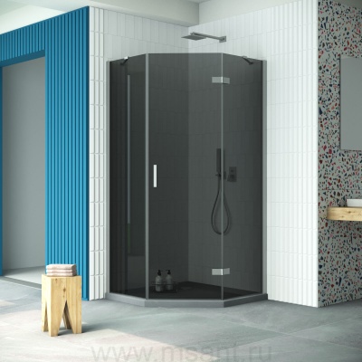 Душевой уголок Vegas Glass AFA-Pen Retta 100 07 07 R профиль матовый хром стекло графит