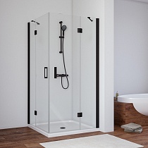 Душевой уголок Vegas Glass AFA NOVO 80 02М crystalvision, профиль черный матовый, стекло crystalvision