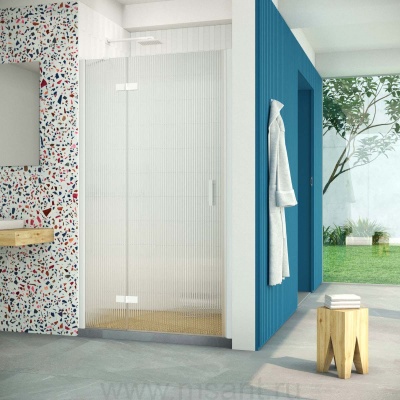 Дверь в душевой проем Vegas Glass AFP Retta 95 01 Moru L, профиль белый, стекло Moru