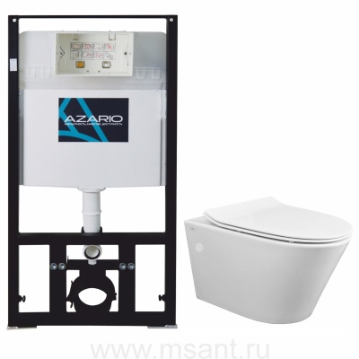 Сет: Инсталляция AZARIO + Унитаз подвесной Creo Ceramique с системой смыва Tornado, в комплекте с быстросъемным сиденьем микролифт