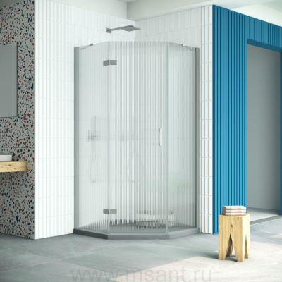 Душевой уголок Vegas Glass AFA-Pen Retta 90 07 Moru L профиль матовый хром стекло Moru