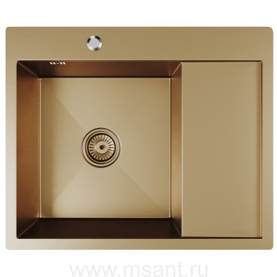 Мойка настол.монтаж 60х50 (3,0) лев. вып 3 1/2 MIXLINE PRO 20см с сифоном (бронза)