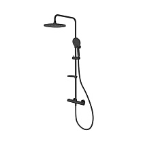 Смеситель термостатический для душа со стойкой и тропической лейкой, черный матовый, Ideal Spa, Milardo, ILSBLTHM89