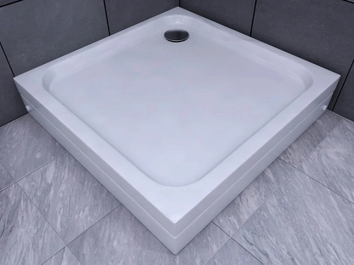 Душевой поддон акриловый AQUATEK 100*100*15 квадрат с ножками с фронтальным экраном, без сифона с уп. 