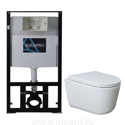 Сет AZARIO Инсталляция AZARIO, унитаз подвесной Creo Ceramique LYon 2.0 с системой смыва Tornado в комплекте с быстросъемным сиденьем микролифт