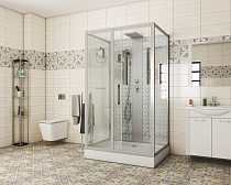 Душевая кабина Niagara Lux NG-7711WBK (90x120х210) низкий поддон(15см),дверь раздвижная,стенки серебро,без крыши,5 мест