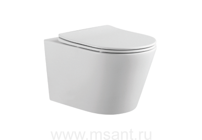 Унитаз подвесной безободковый AQUATEK ВЕГА AQ1905-00 525*360*320 мм, горизонтальный выпуск, тонкое сиденье с механизмом плавного закрывания, крепеж 