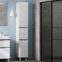 Шкаф-пенал AQUATON Дакота белый/выбеленное дерево с бельевой корзиной