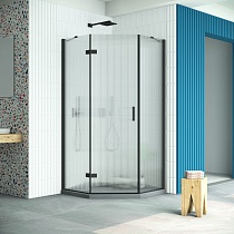 Душевой уголок Vegas Glass AFA-Pen Retta 90 02М Moru L профиль черный матовый стекло Moru