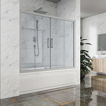Шторка на ванну Kubele DE019P4-CLN-MT 210х150 см, профиль матовый хром
