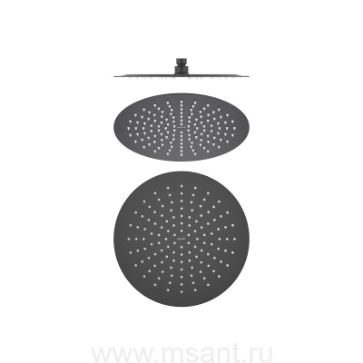 Круглый верхний душ 300*2 мм AQUATEK, матовый черный AQ2075MB 