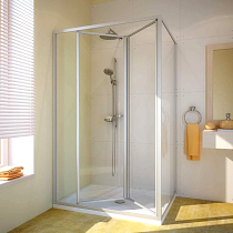 Душевой уголок GuteWetter Practic Rectan GK-404 левая 120x80 см стекло бесцветное, профиль матовый хром