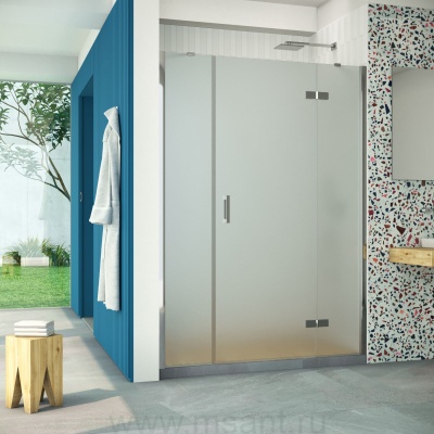 Дверь в душевой проем Vegas Glass AFP-F Retta 150 08 10 R профиль глянцевый хром стекло сатин