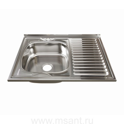 Мойка 80х60 (0,6) лев вып 3 1/2 MIXLINE 16см с сифоном