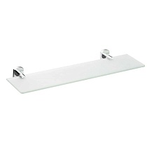 Полка стеклянная, глянцевый хром, матовое стекло, сплав металлов, Neva, Milardo, NEVSMG0M44