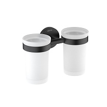 Стакан с держателем двойной Aquatek, матовый черный AQ4117MB ЕВРОПА