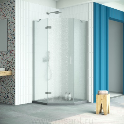 Душевой уголок Vegas Glass AFA-Pen Retta 100 07 02 L профиль матовый хром стекло шиншилла