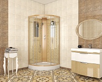 Душевая кабина Niagara Lux NG-7715GBK (90x90х210) низкий поддон(15см),дверь раздвижная,стенки золото,без крыши,4 места