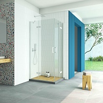 Душевой уголок Vegas Glass AFA-F Retta 90*80 01 01 L профиль белый стекло прозрачное