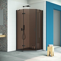 Душевой уголок Vegas Glass AFA-Pen Retta 90 02М 05 L профиль черный матовый стекло бронза