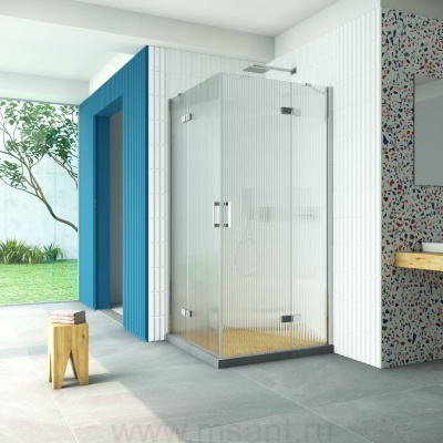 Душевой уголок Vegas Glass AFA Retta 100 08 Moru профиль глянцевый хром стекло Moru