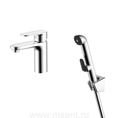 Смеситель Aquatek AQ1812CR НИКА для раковины 90 без донного клапана с гигиеническим ручным душем