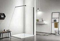 Душевая перегородка Aquatek Walk in с держателем 1200x2000 профиль черный, стекло прозрачное