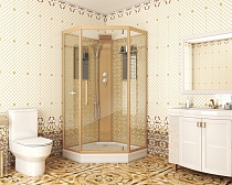 Душевая кабина Niagara Lux NG-7799GBK (90x90х210) низкий поддон(15см),дверь распашная,стенки золото,без крыши,4 места