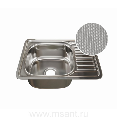 Мойка врез 58х48 (0,8) лев вып 3 1/2 MIXLINE 18см с сифоном ДЕКОР