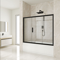 Шторка на ванну Kubele DE019P3-CLN-BLMT 175х150 см, профиль матовый черный