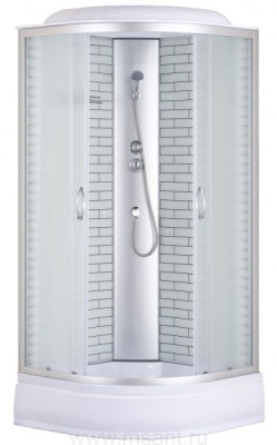 Душевая кабина Loranto (100х100х215) поддон 25 см белый кирпичный узор стекло 4 мм профиль хром (CS-6610-25FW 100)