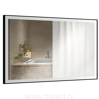 Зеркало AZARIO Fantasy 1000х700 с подсветкой, сенсорный выключатель с функцией диммера, в алюминиевом корпусе черного цвета