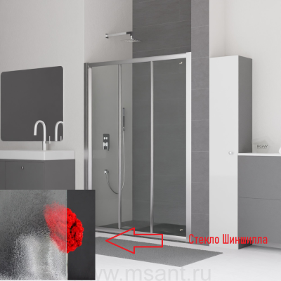 Раздвижная дверь RGW CL-11 (86-91)*185 (DTR). пр/хром. стекло шиншила 4мм (ВЫСТАВОЧНЫЙ ОБРАЗЕЦ!)
