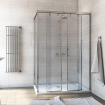Душевой уголок GuteWetter Slide Rectan GK-865 правая 140x80 см стекло бесцветное, профиль хром