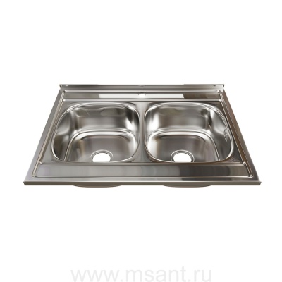 Мойка 80х60 (0,6) 2-х чаш вып 3 1/2 MIXLINE 18см с сифоном