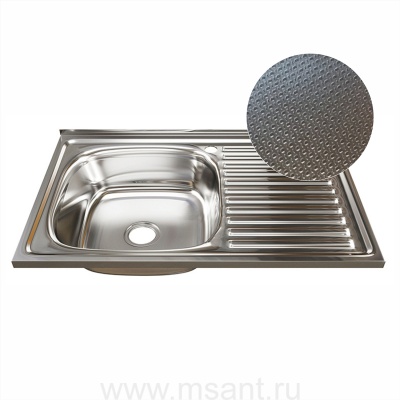 Мойка 80х50 (0,6) лев вып 3 1/2 MIXLINE 16см с сифоном ДЕКОР