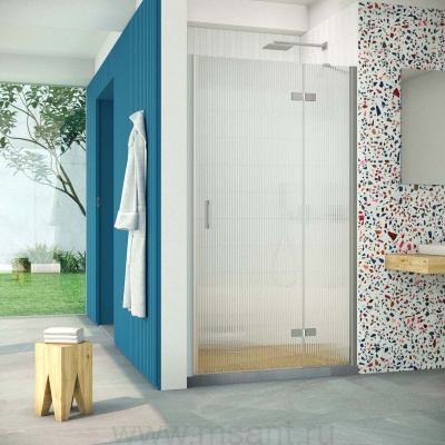 Дверь в душевой проем Vegas Glass AFP Retta 95 07 Moru R, профиль матовый хром, стекло Moru