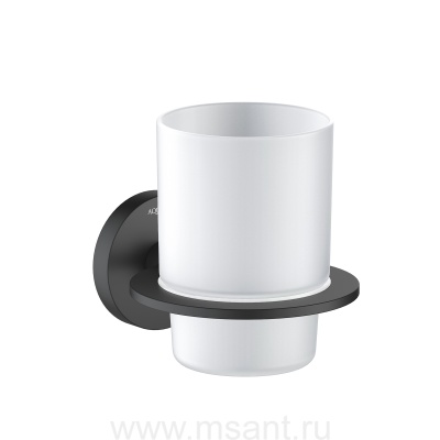 Стакан с держателем Aquatek, матовый черный AQ4204MB ОБЕРОН