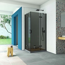 Душевой уголок Vegas Glass AFA-F Retta 90*80 02М 07 R профиль черный матовый стекло графит