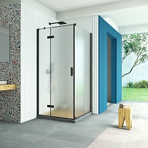 Душевой уголок Vegas Glass AFP-Fis Retta 110*80 02М 02 L профиль черный матовый стекло шиншилла