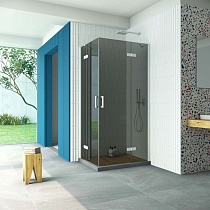 Душевой уголок Vegas Glass AFA-F Retta 100*90 01 07 R профиль белый стекло графит