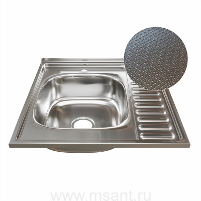 Мойка 60х60 (0,6) лев вып 3 1/2 MIXLINE 16см с сифоном ДЕКОР