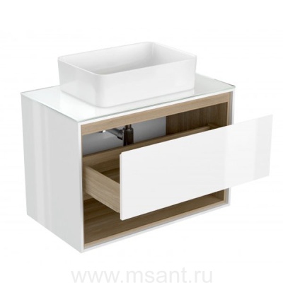Тумба под раковину подвесная Cersanit LOUNA 80 со столешницей белый